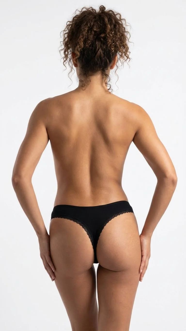 Siyah Kenarı Dantelli Brazilian Külot - Esnek Yapı Detayı